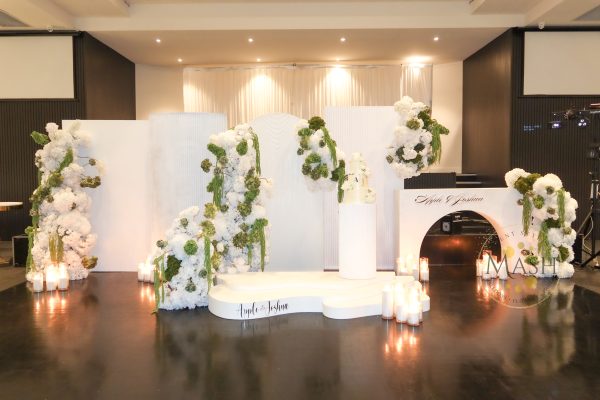 Green and White Wedding Reception